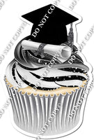 Black & Silver - Blank Graduation Cap Cupcake