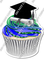 Green & Blue - Blank Graduation Cap Cupcake