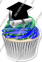 Green & Blue - Blank Graduation Cap Cupcake