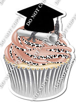 White Leopard & Rose Gold - Blank Graduation Cap Cupcake