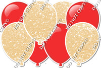 Champagne Sparkle & Flat Red Horizontal Balloon Panel