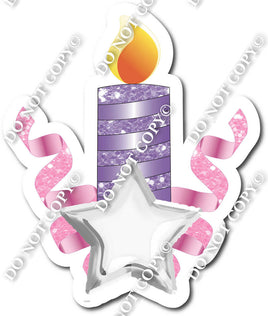 Silver, Lavender, Baby Pink Cake Topper