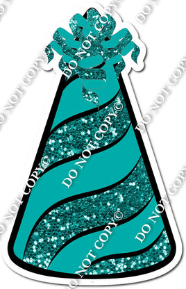 Teal Sparkle & Flat Teal Party Hat w/ Variants