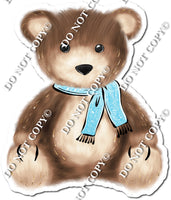 Teddy Bear Wearing Baby Blue Scarf