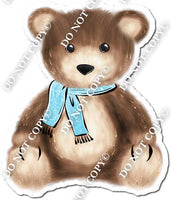 Teddy Bear Wearing Baby Blue Scarf