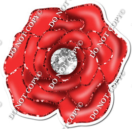 Red Open Rose with Diamond w/ Variants