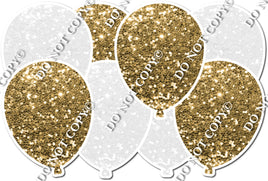 White & Gold Sparkle Horizontal Balloon Panel