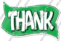 Flat & Sparkle Green THANK Statement w/ Variant