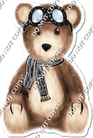 Teddy Bear Wearing Black Aviator Goggles