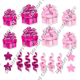 18 pc Hot Pink & Baby Pink Present Set Flair-hbd0549