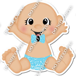 Light Skin Tone Boy Baby - Baby Blue Sparkle