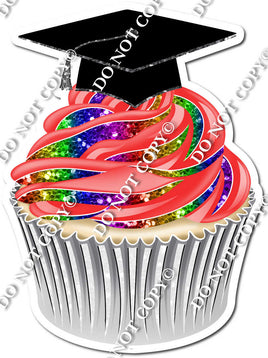 Rainbow Cupcake with Graduation Cap w/ Variants