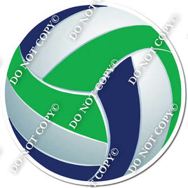 Flat Navy Blue & Green Volleyball