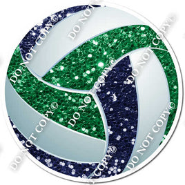 Navy Blue & Green Sparkle Volleyball