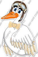 Champagne Stork Wearing Aviator Cap w/ Variant
