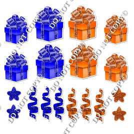 18 pc Orange & Blue Present Set Flair-hbd0551