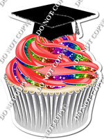 Rainbow Cupcake with Graduation Cap w/ Variants