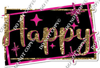 Gold & Pink Cursive Happy Statement w/ Variant