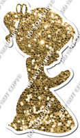 Gold Sparkle Kneeling Girl Silhouette w/ Variants