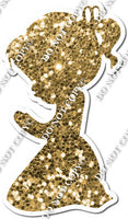 Gold Sparkle Kneeling Girl Silhouette w/ Variants
