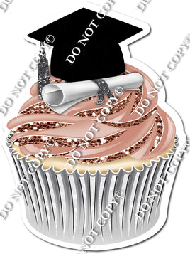 Rose Gold - Blank Graduation Cap Cupcake