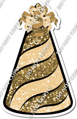 Champagne Sparkle & Gold Sparkle Party Hat w/ Variants