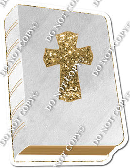 White & Gold Bible with Cross w/ Variants