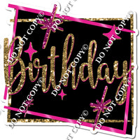 Gold & Pink Cursive Birthday Statement w/ Variant