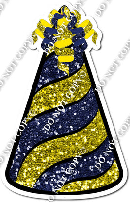 Yellow Sparkle & Navy Blue Sparkle Party Hat w/ Variants