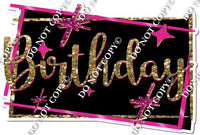 Gold & Pink Cursive Birthday Statement w/ Variant