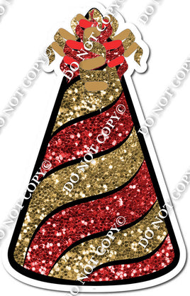 Gold Sparkle & Red Sparkle Party Hat w/ Variants