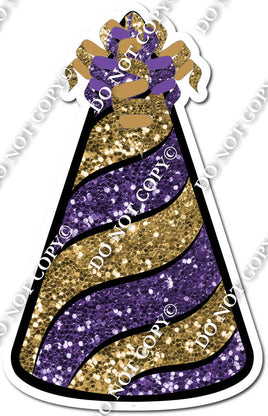 Gold Sparkle & Purple Sparkle Party Hat w/ Variants