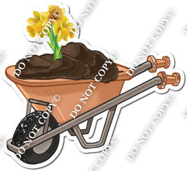 Gardening Wheelbarrow with Daffodils w/ Variants