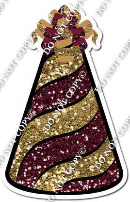Gold Sparkle & Burgundy Sparkle Party Hat w/ Variants