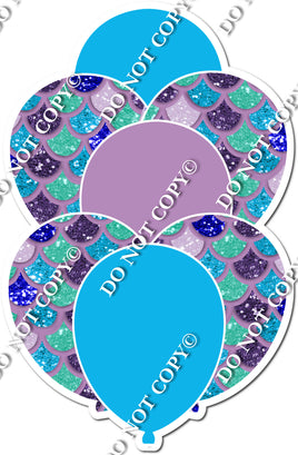 Mermaid - Flat Purple & Teal Balloon Bundle