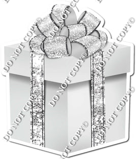 Sparkle - Grey Box & Light Silver Ribbon Present - Style 4