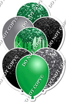 Green, Silver, Black Balloon Bundle