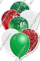 Green, White, Red Balloon Bundle