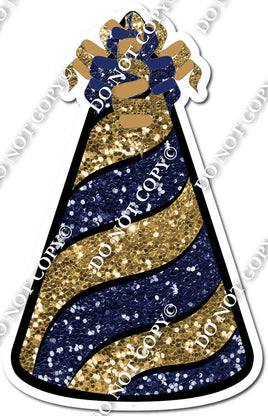 Gold Sparkle & Navy Blue Sparkle Party Hat w/ Variants