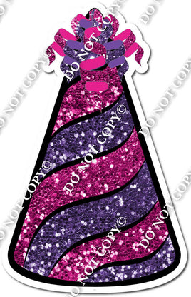 Purple Sparkle & Hot Pink Sparkle Party Hat w/ Variants