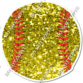 Sparkle Yellow with Flat Red Stitch - Softball
