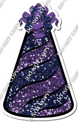 Purple Sparkle & Navy Blue Sparkle Party Hat w/ Variants