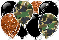 Orange Sparkle, Camo, & Flat Black Horizontal Balloon Panel