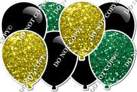 Green & Yellow Sparkle, & Flat Black Horizontal Balloon Panel