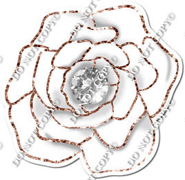 White & Rose Gold Open Rose with Diamond w/ Variants