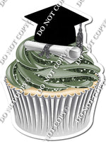 Sage - Blank Graduation Cap Cupcake
