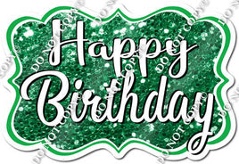 Sparkle Green Happy Birthday Statement w/ Variant