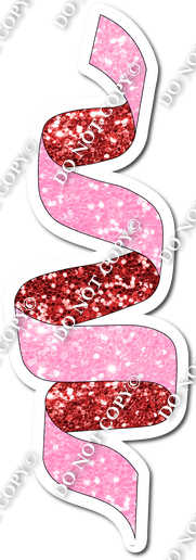 Baby Pink & Red Sparkle Streamer - Style 1