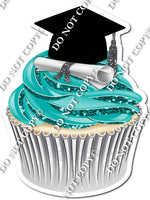 Teal - Blank Graduation Cap Cupcake