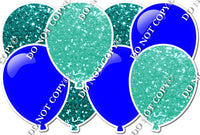 Mint & Teal Sparkle & Flat Blue Horizontal Balloon Panel